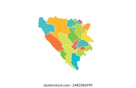 Map of Bosnia and Herzegovina isolated modern colorful style. for website layouts, background, education, precise, customizable, Travel worldwide, map silhouette backdrop, earth geography, political.