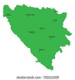 map of Bosnia and Herzegovina with main cities