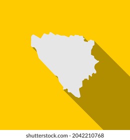 Map of Bosnia and Herzegovina on yellow Background with long shadow