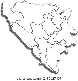 MAP OF BOSNIA AND HERZEGOVINA WITH ITS POLITICAL ADMINISTRATIVE DIVISIONS