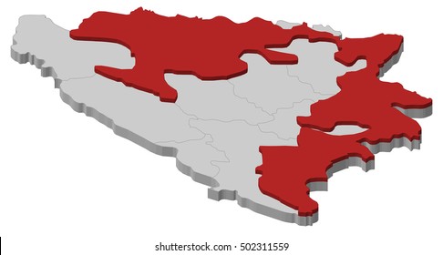 Map - Bosnia and Herzegovina, Republika Srpska - 3D-Illustration