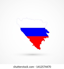 Map Bosnia and Herzegovina in Russia flag colors, editable vector. 