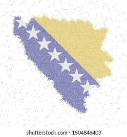 Map of Bosnia. Mosaic style map with flag of Bosnia. Vector illustration.