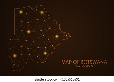 Map of Botswana - Abstract mash line and point scales on dark background. 3D mesh polygonal network connections.Vector illustration eps 10. 