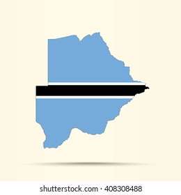 Map of Botswana in Botswana flag colors


