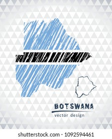 Map of Botswana with hand drawn sketch pen map inside. Vector illustration