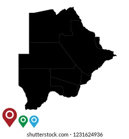 Map of Botswana, High Detailed  Map of Botswana isolated on white background.Vector illustration eps 10