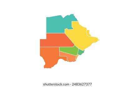Map of Botswana isolated modern colorful style. for website layouts, background, education, precise, customizable, Travel worldwide, map silhouette backdrop, earth geography, political, reports. 
