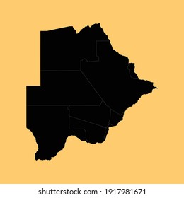 Map of Botswana isolated on Yellow background, Vector EPS 10