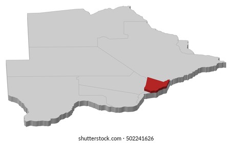 Map - Botswana, Kgatleng - 3D-Illustration