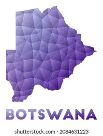 Map of Botswana. Low poly illustration of the country. Purple geometric design. Polygonal vector illustration.