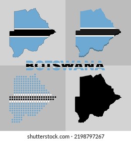 Karte von Botswana. Übersicht und Flagge des Landes Botswana. Vektorgrafik