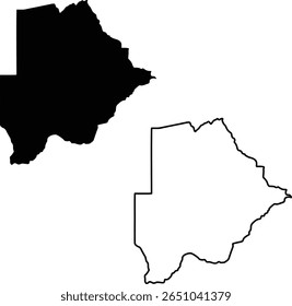 Mapa de Botsuana Diseño de siluetas planas y esquemas
