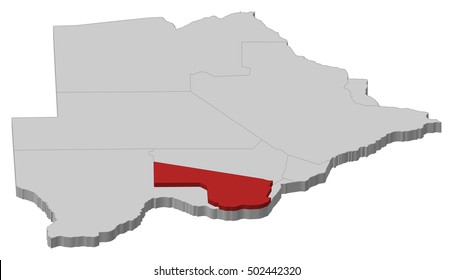 Map - Botswana, Southern - 3D-Illustration