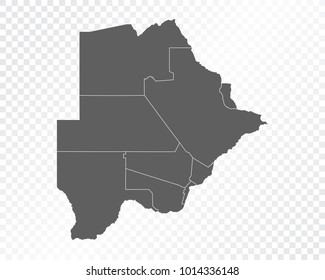 Map of Botswana , vector illustration on transparent background. Items are placed on separate layers and editable.