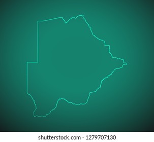 Map of Botswanan,Green map on dark background. Vector illustration eps 10.