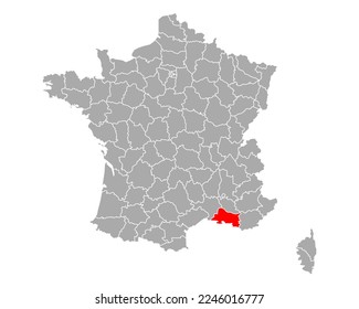 Map of Bouches-du-Rhone in France on white