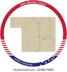 Mapa del condado de Boundary en Idaho, Estados Unidos organizado en círculo.