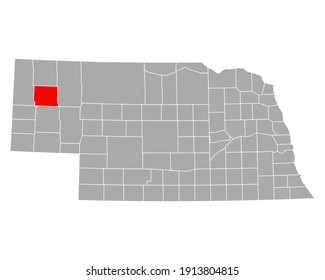 Karte von Box Butte in Nebraska auf weiß