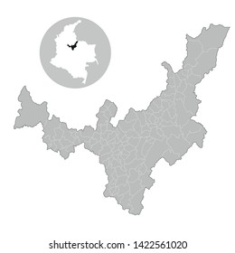 Map of Boyaca Department of Colombia with borders of the Municipalities - Vector