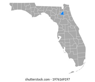 Map of Bradford in Florida on white