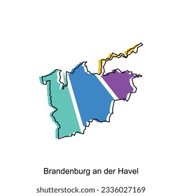 Map of Brandenburg An Der Havel design illustration, vector symbol, sign, outline, World Map International vector template on white background