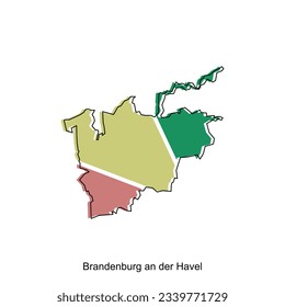 Map of Brandenburg An Der Havel design illustration, vector symbol, sign, outline, World Map International vector template on white background