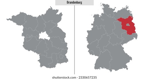 mapa del estado alemán de Brandeburgo y ubicación en el mapa alemán