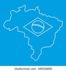 Map of Brasil icon blue outline style isolated vector illustration. Thin line sign