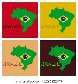 Map of Brasil icon. Flat illustration of vector icon for web on yellow background