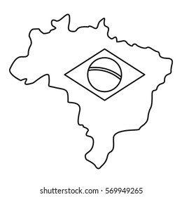 Map of Brasil icon. Outline illustration of map of Brasil vector icon for web