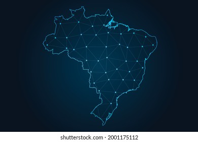 Map of brazil , Abstract mash line and point scales on dark background for your web site design map logo, app, ui,Travel. Vector illustration eps 10.