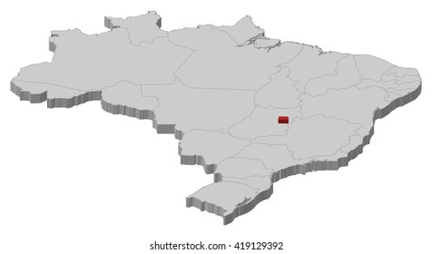 Map - Brazil, Brazilian Federal District - 3D-Illustration