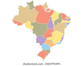 Karte von Brasilien nach Region in verschiedenen Farben. Vektorgrafik.