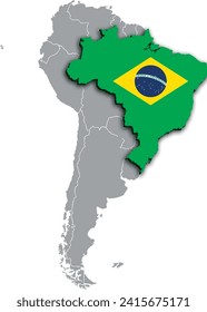 mapa de BRASIL con los países de sudamérica 3d isométrico