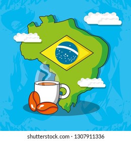 map of brazil with culture icons