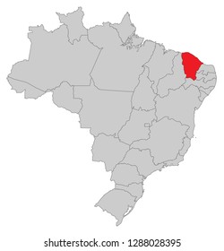 Map of Brazil with districts