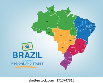 Map of brazil with the division of states