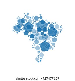 map of brazil filled with pentagons of different sizes and degrees of transparency