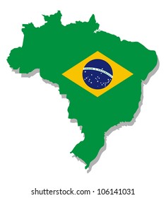 Map Of Brazil With Flag