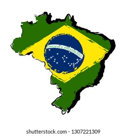 Map Brazil Flag Sketch Vector Illustration Stock Vector (Royalty Free ...