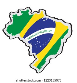 Map of Brazil with its flag. Vector illustration design
