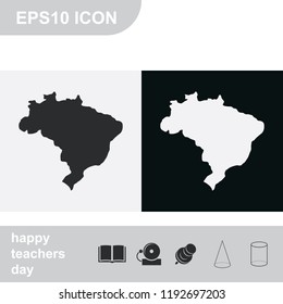 Map of Brazil flat black and white vector icon.