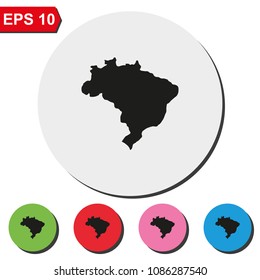 Map of Brazil flat round colorful vector icon.