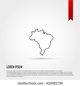 Map of Brazil. Flat style object. Art picture drawing. Web icons. 