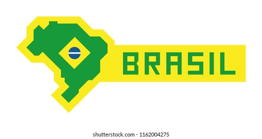 Map of Brazil with geometric flag