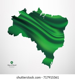 Map of Brazil with green fabric draping background in vector.