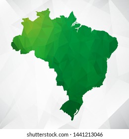 Map of Brazil - Green Geometric Rumpled Triangular , Polygonal Design For Your . Vector illustration eps 10.