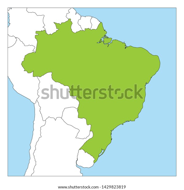 Map Brazil Green Highlighted Neighbor Countries Stock Vector (Royalty ...