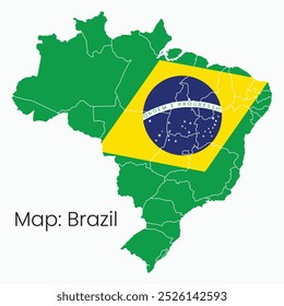 Mapa de Brasil. Mapa de alta calidad Brasil con provincias sobre fondo transparente para su diseño de Sitio web, logotipo, App, UI. Vector de acciones.